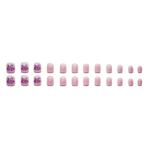 Unghie finte sfumate rosa con stelle, set da 24 pezzi in forma quadrata corta e dolce