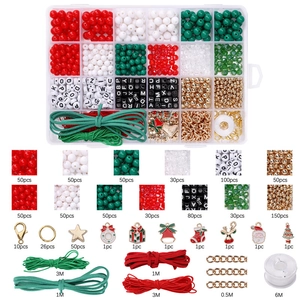 Kerst DIY Sieraden Maken Set Acryl Letter Kralen Legering Bedels Voor Handgemaakte Armband Ketting Hobby Cadeau