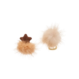 Elegant plush ball rings with brown corduroy star accents in a warm minimalist design