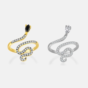 Snake Ring 925 Sterling Silver Micro Pave Zircon Open Adjustable Finger Jewelry For Women Chic Niche Design Elegant
