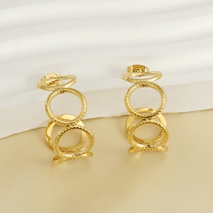 Elegant 18K gold-plated stainless steel interlocking circle earrings for women