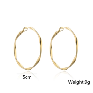 Polished 14K gold plated geometric hoop earrings for women, 5cm diameter and 9g weight