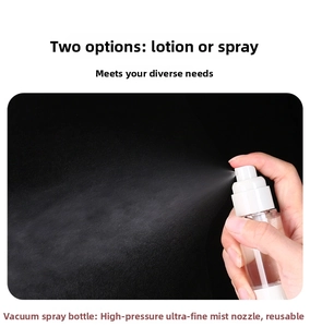 Detail showing pressurized ultra-fine mist spray nozzle action on a vacuum bottle