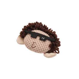 Handmade plush funny character brooch with brown hair and Thug Life pixel sunglasses