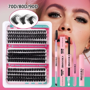 DIY Lash Clusters Synthetic Fiber 3D Fluffy Volume 70D 80D 90D Mixed With Bond And Seal Remover Tweezers Brush