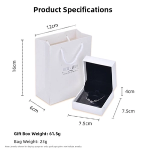 White minimalist jewelry gift box set with matching carrier bag and black lining