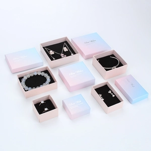 Pink and blue gradient jewelry gift boxes with gold foil Best Wishes lettering