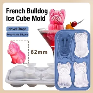 French Bulldog silicone ice cube mold tray creating 62mm animal shaped ice for drinks