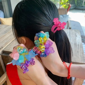 Cute Gummy Bear Hair Ties Colorful Elastic Hair Bands For Girls Kids Hair Accessories Handmade Candy Color Ponytail Holders