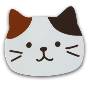 Cute cat-shaped silicone coaster heat-resistant non-slip mat with puppy expression