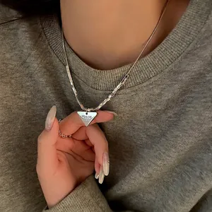 Collana In Acciaio Inossidabile Con Pendente A Triangolo Geometrico Catena A Cubetti Gioielli Street Per Donna