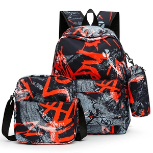 Ensemble scolaire 3 pièces avec motifs graffiti comprenant sac à dos et sac à bandoulière