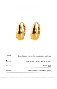 Détails du produit boucles d'oreilles goutte dorées avec spécifications de dimensions