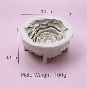 Moule en silicone pivoine 3D pour bougies et savons artisanaux, diamètre de 9,3 cm