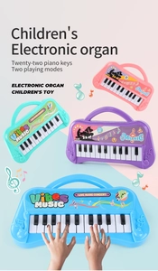 Detalle del teclado electrónico infantil con 22 teclas y dos modos de juego integrados