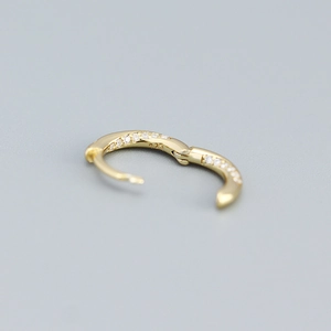 Elegant gold S925 sterling silver hoop earrings with shimmering cubic zirconia stones
