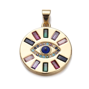 Collana con ciondolo Malocchio colorato con cristalli di zircone e placcatura dorata