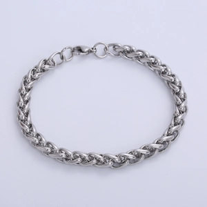 Classic Stainless Steel Men Bracelet Keel Chain Basket Weave Design Geometric Simple Minimalist Jewelry Accessory