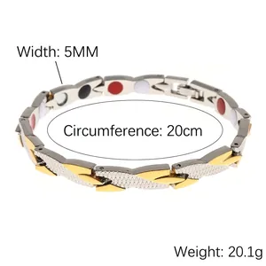 Men's dragon scale pattern bracelet in silver and gold, 5MM width, 20cm circumference