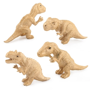 Set of four realistic golden dinosaur figures with detailed textures for gifts