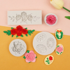 Detailliertes Reliefdesign von 3D Rosen und Blumen Silikonformen für Seifen