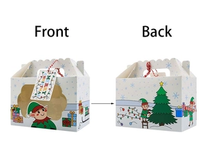 Macro view of Christmas candy box with transparent window and Merry Christmas tag