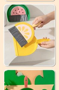 Mini desk cleaning set featuring cute lemon yellow and watermelon green fruit designs