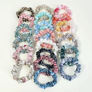 Satin Fabric Hair Scrunchies Elastic Ponytail Holder Floral Plaid Solid Color Hair Ties For Women Girls Accessories