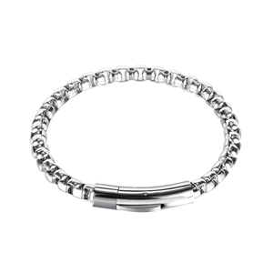 Box Chain Bracelet Stainless Steel For Men Polished Venetian Link Simple Punk Hip Hop Jewelry Durable Metal Snap Buckle