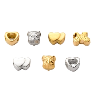 Mixed set of gold and silver stainless steel owl heart charms for DIY jewelry making