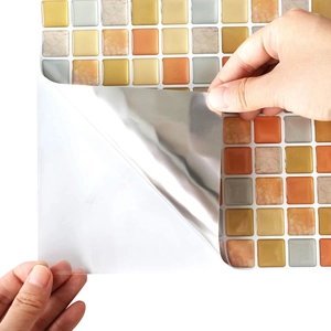 Self-adhesive 3D mosaic wall sticker for kitchen and bathroom with easy peel backing