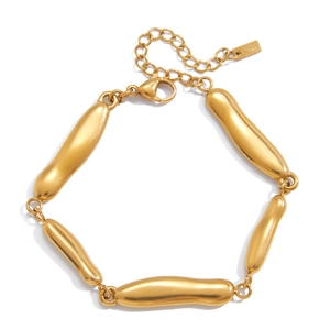 Classic 18K gold plated stainless steel irregular link bracelet with adjustable chain