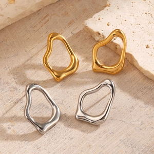 Orecchini a perno geometrici irregolari in acciaio inossidabile placcato oro 18K e argento