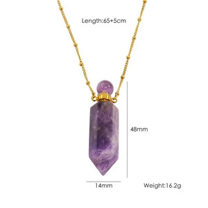 Modische Amethyst-Halskette mit violettem Hexagon-Anhänger und vergoldeter Stahlkette