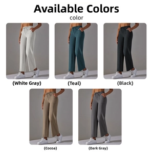 Selection of high-waisted wide-leg yoga pants with pockets in five stylish colors