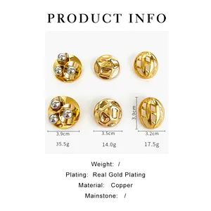 Detailed measurement guide for gold-plated hollow earrings with copper material specs