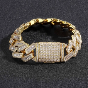 Hip Hop Cuban Link Bracelet Wide Copper With Full Pave Cubic Zirconia Iced Out Fashion Jewelry For Men Women