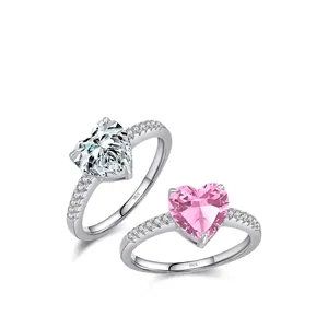 Luxurious S925 sterling silver heart ring featuring a 2ct sparkling heart-cut stone