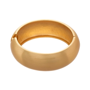 Exaggerated wide gold metal geometric adjustable bangle with brushed matte finish
