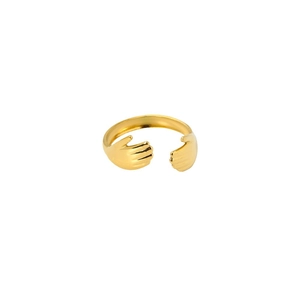 Bague câlin minimaliste en or pour couples avec anneau ouvert réglable et fini poli