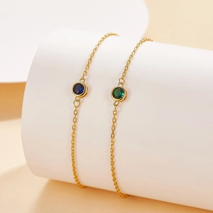 Elegant S925 silver bracelets with blue and green zircons in luxury gold finish