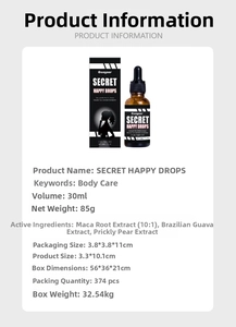 Détail des gouttes nutritives mâles de 30ml avec extraits de maca et tribulus