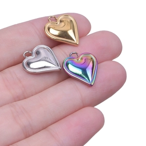 Poliertes Edelstahl Herzanhänger in Gold, Silber und Regenbogenfarben für DIY-Schmucksets