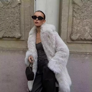 Cappotto In Pelliccia Sintetica Da Donna Peluche Collo A Revers Caldo Spesso Manica Lunga Inverno Streetwear