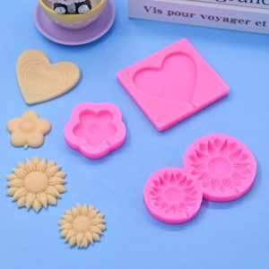 Flower and heart shaped silicone lollipop molds for DIY cake baking and soap making