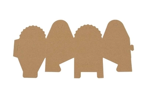 Modèle à plat de boîte à bonbons en papier kraft avec bords ondulés décoratifs