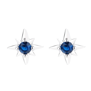 925 Sterling silver eight-pointed star stud earrings with dark blue zircon stones