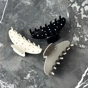 Large Acetate Hair Claw Clip Rhinestone Studded French Elegant Bowknot Hair Jaw Clips For Women Girls Daily Styling