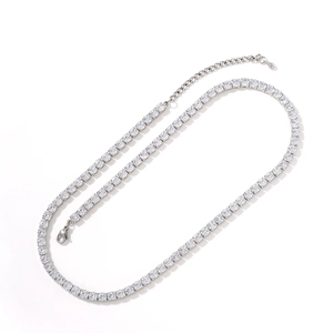 Minimalist silver tennis necklace with sparkling cubic zirconia and lobster clasp