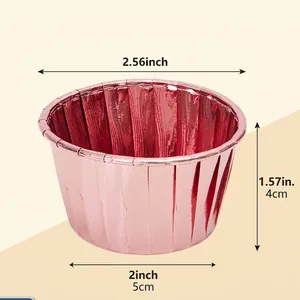 Rose gold foil cupcake liners with greaseproof finish and clear size dimensions